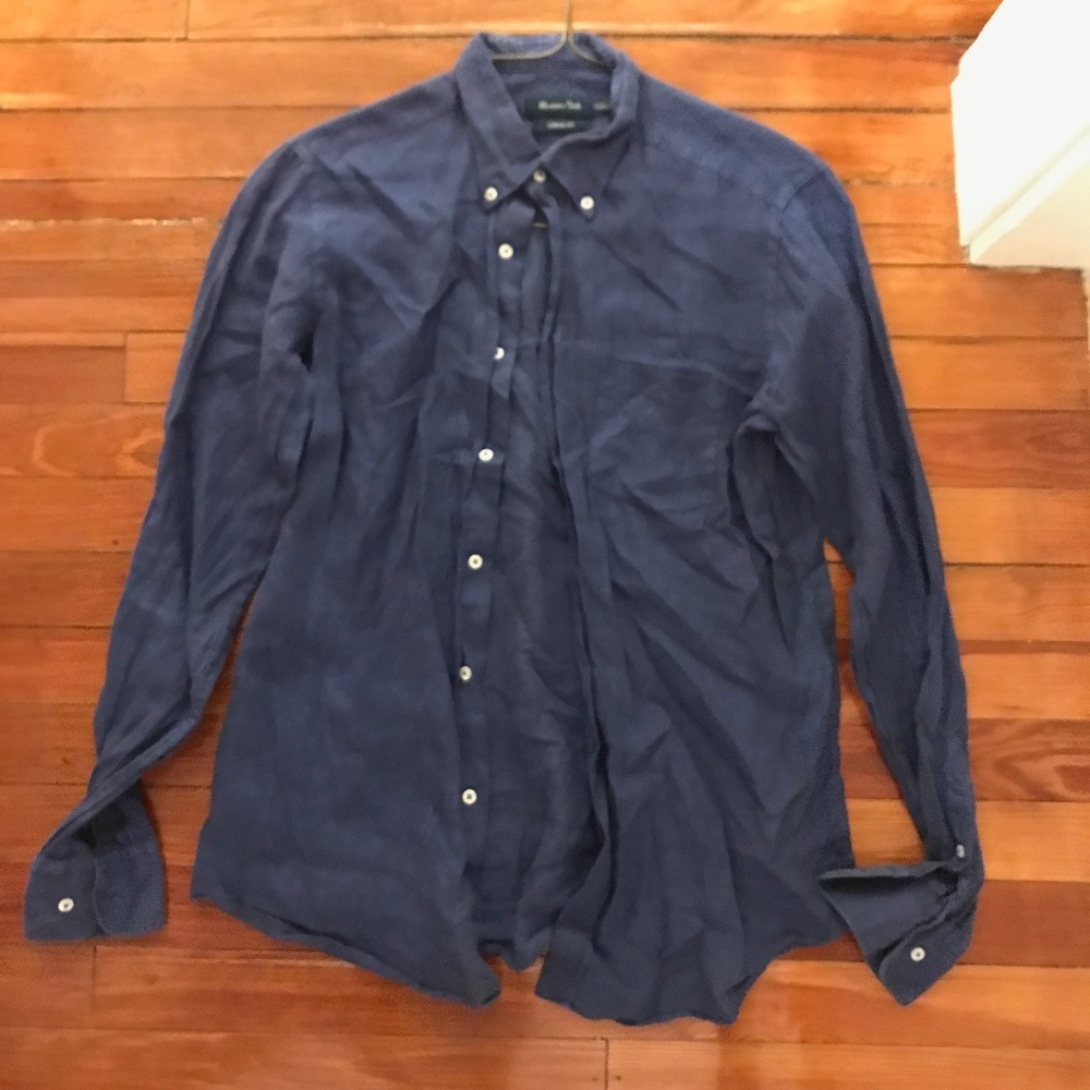 Massimo Dutti Button Down Dark Blue - image 1